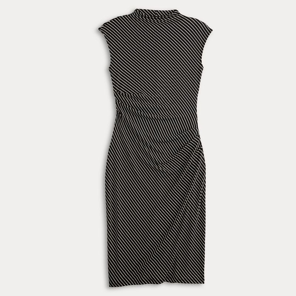 Nine West Black and White Diagonal Stripe Midi Dress